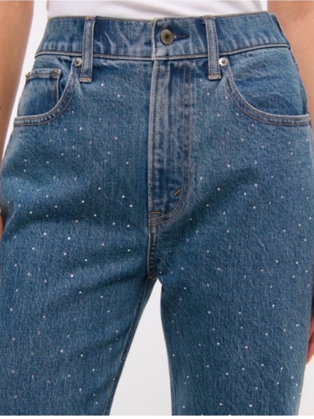 Abercrombie & Fitch The Loose High-Rise Jeans with Rhinestones EXTRA LONG LENGTH